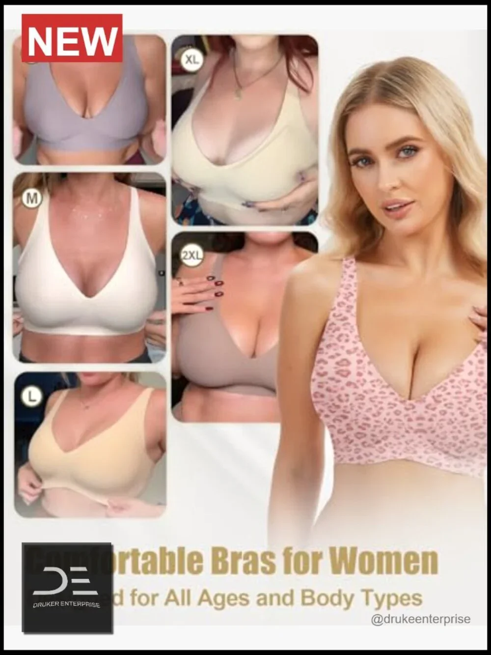 Deep V Plunge Wireless Bra Push Up Seamless T-Shirt No Underwire Adjustable